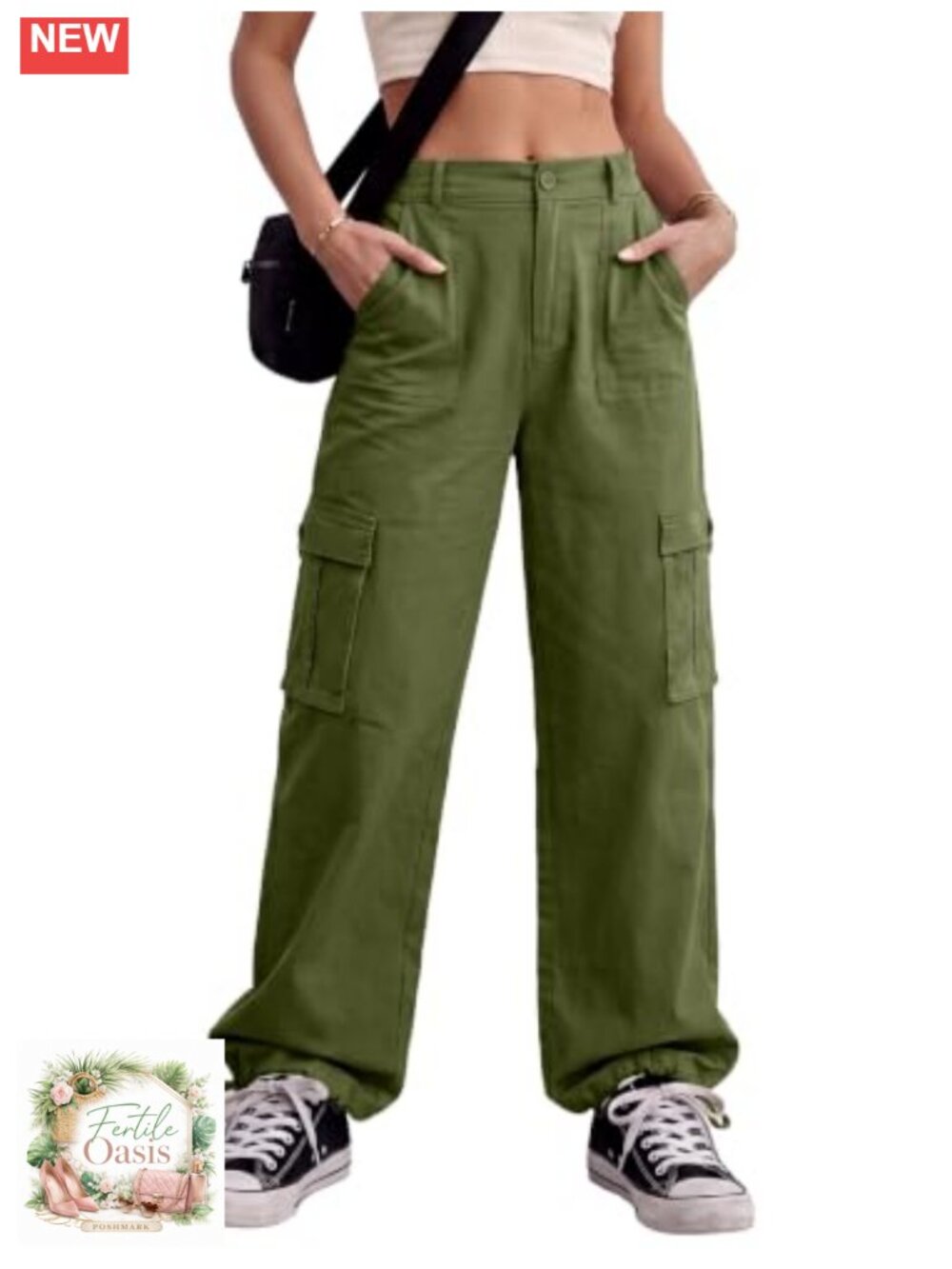 High Waisted Cargo Pants Y2K Streetwear Baggy Stretchy Pants 6 Pockets